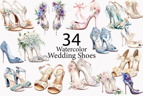 Download Watercolor Wedding Shoes Clipart - Watercolor Collection