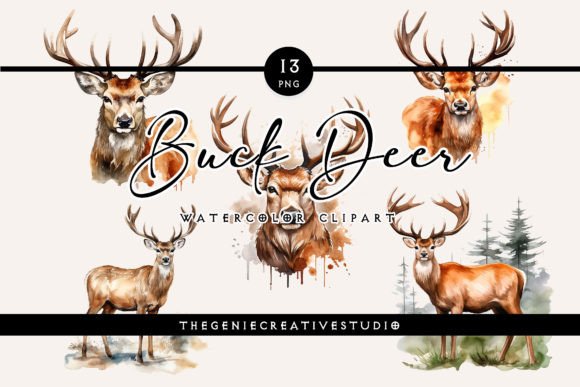 Download Watercolor PNG Buck Deer Clipart - Watercolor Collection