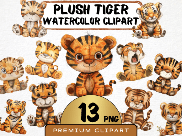 Download Watercolor Plush Tiger Clipart - Watercolor Collection