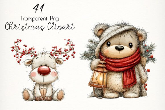 Download Watercolor Christmas Teddy Bear Clipart - Watercolor Collection