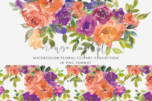Download Orange &amp; Purple Watercolor Flowers Set - Watercolor Collection