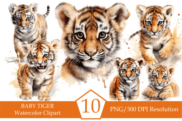Download Watercolor Baby Tiger Clipart, Tigers - Watercolor Collection
