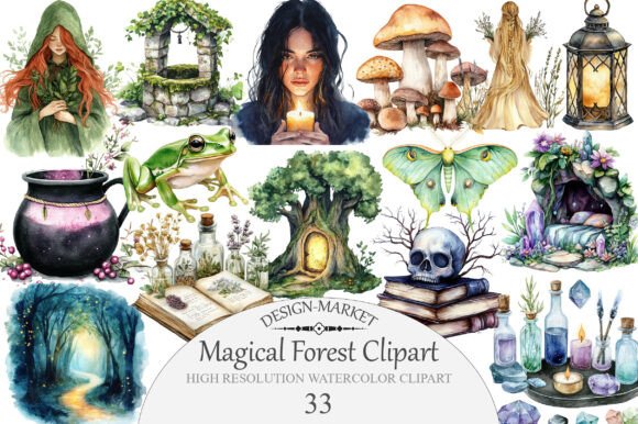 Download Watercolor Magical Forest Clipart - Watercolor Collection